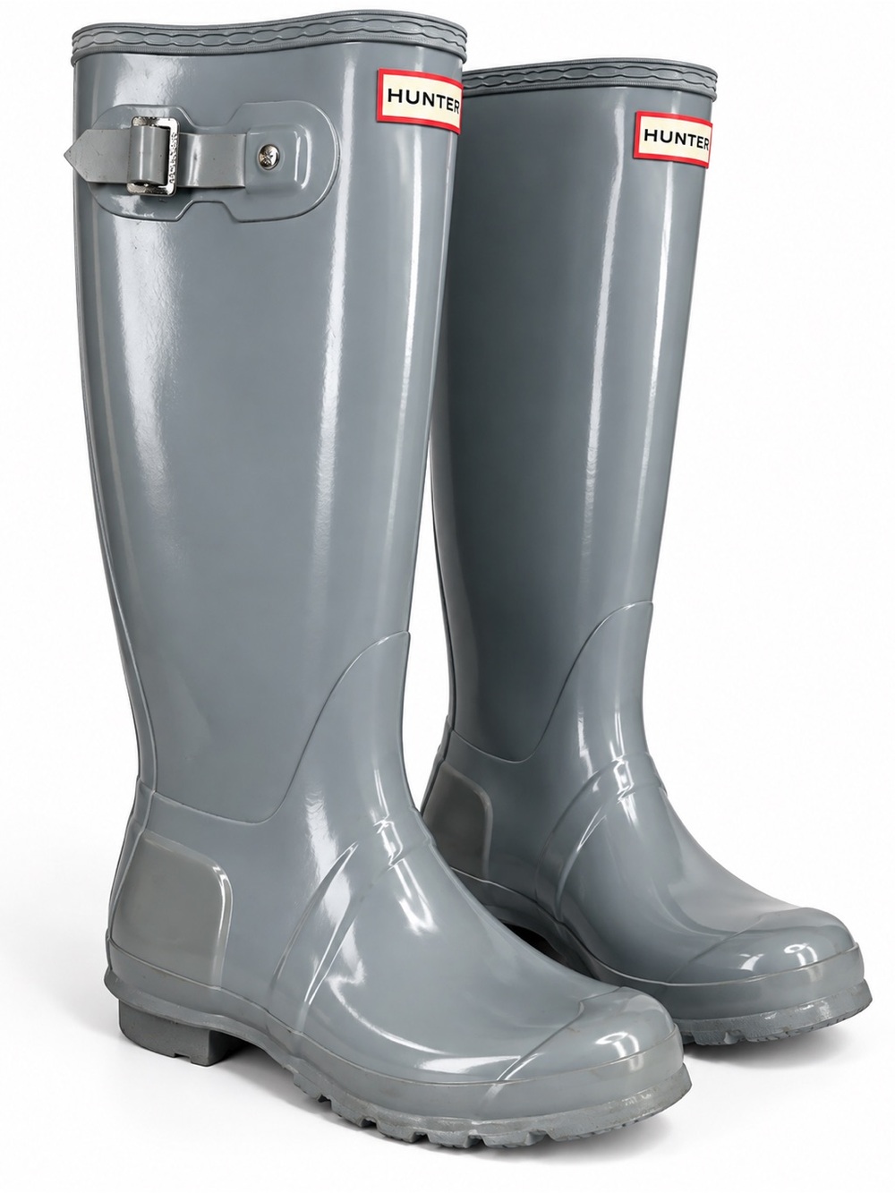Hunter Original Tall Gloss Grey Rain Boots Women’s Size 8 Waterproof